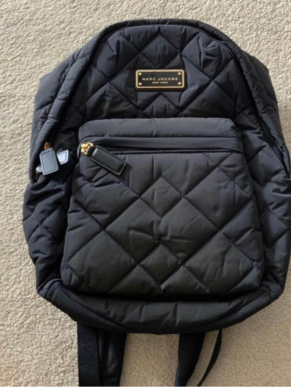 Marc Jacobs Black Quilted Nylon Backpack with Gold Plaque (BNWT)